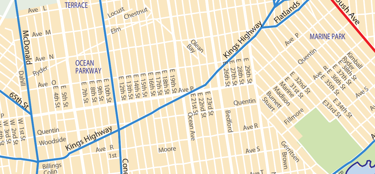 Map Showing Kings Highway as a mandated local trucking route